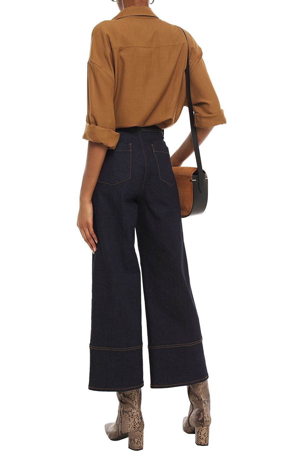 TORY BURCH Belted high-rise wide-leg jeans