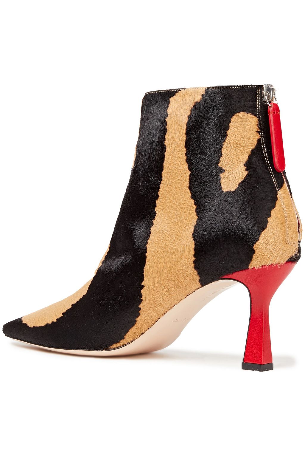 WANDLER Lina zebra-print calf hair ankle boots