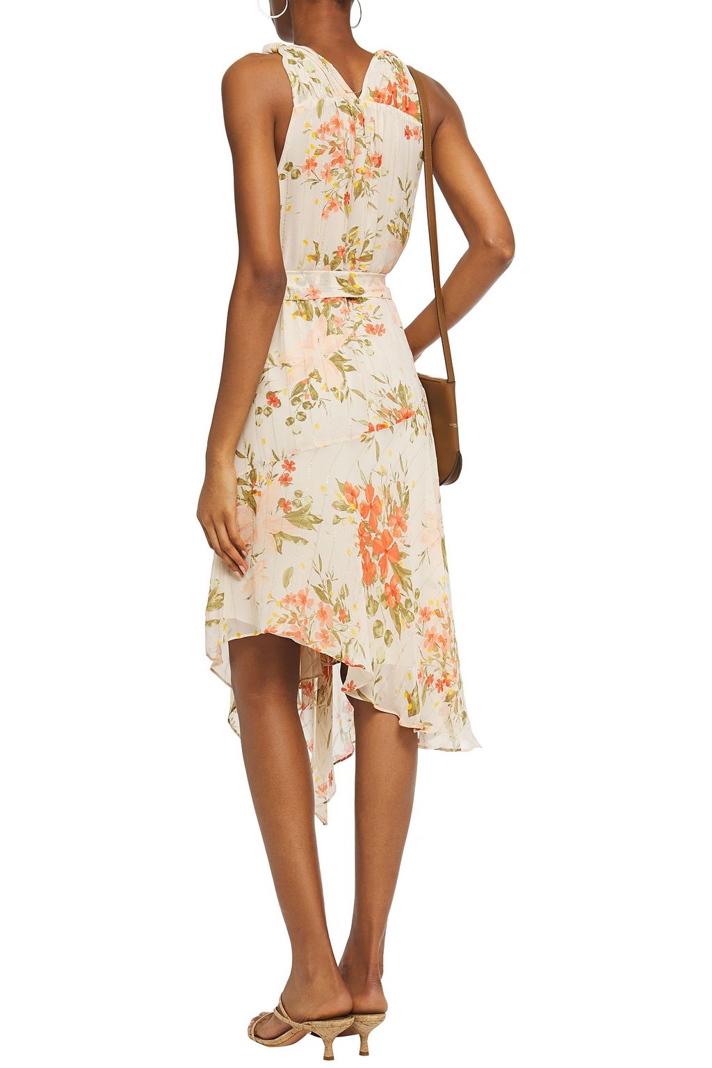 JOIE Pharrah wrap-effect metallic floral-print silk-blend chiffon dress