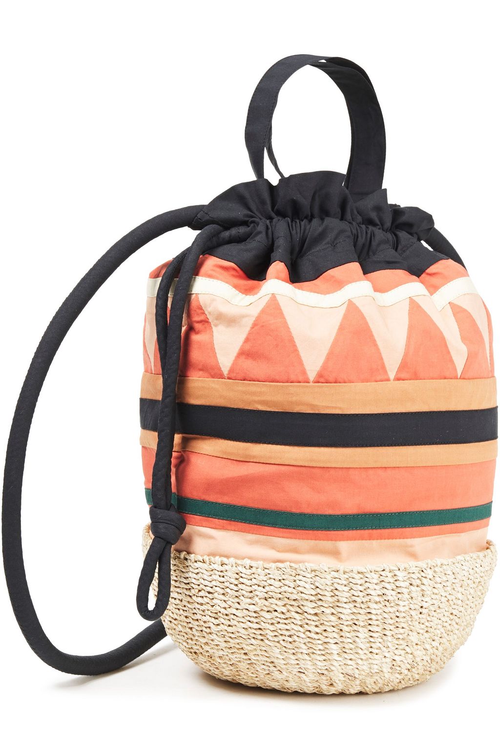 ULLA JOHNSON Akela cotton and straw bucket bag