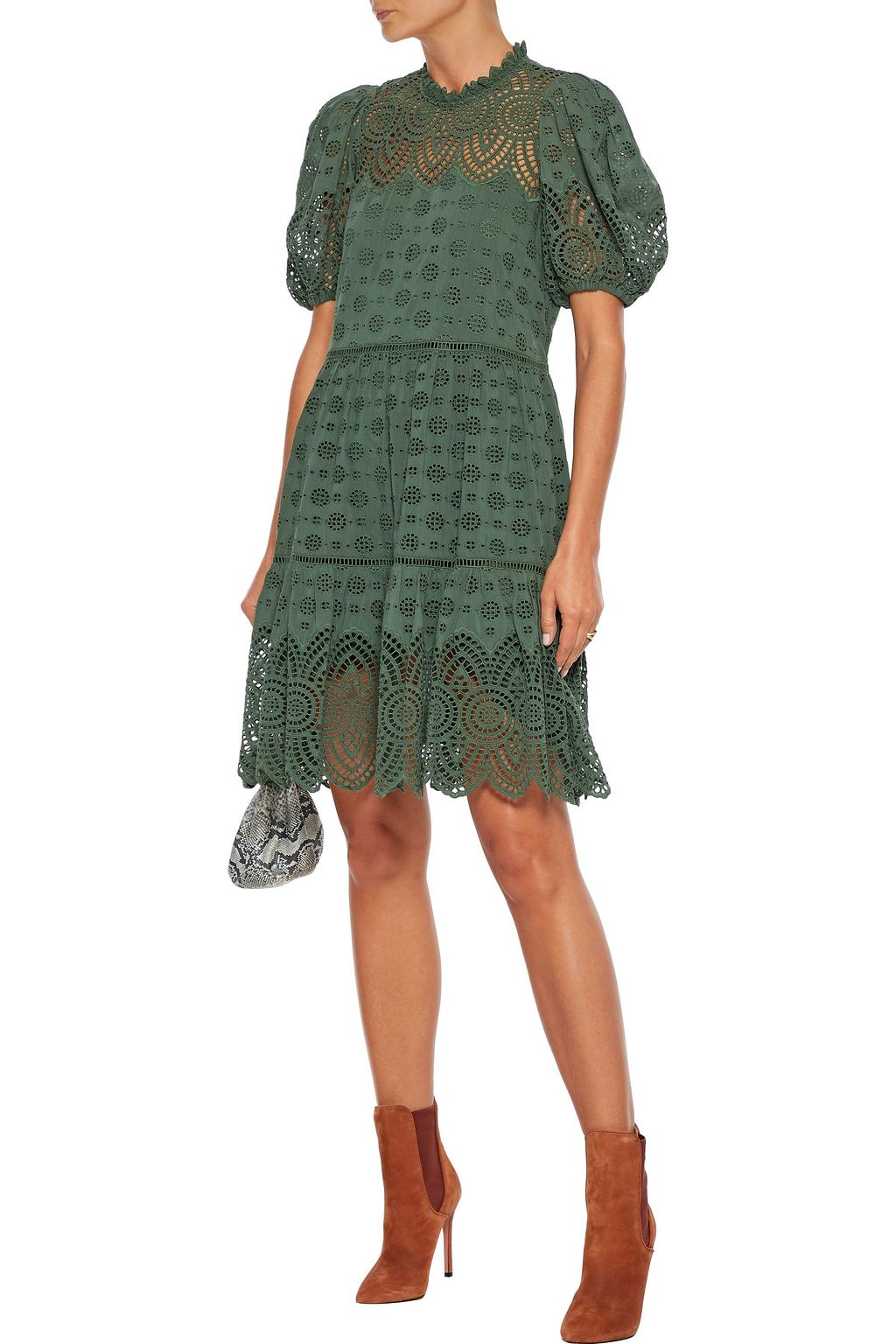 ULLA JOHNSON Simone flared broderie anglaise cotton-blend dress