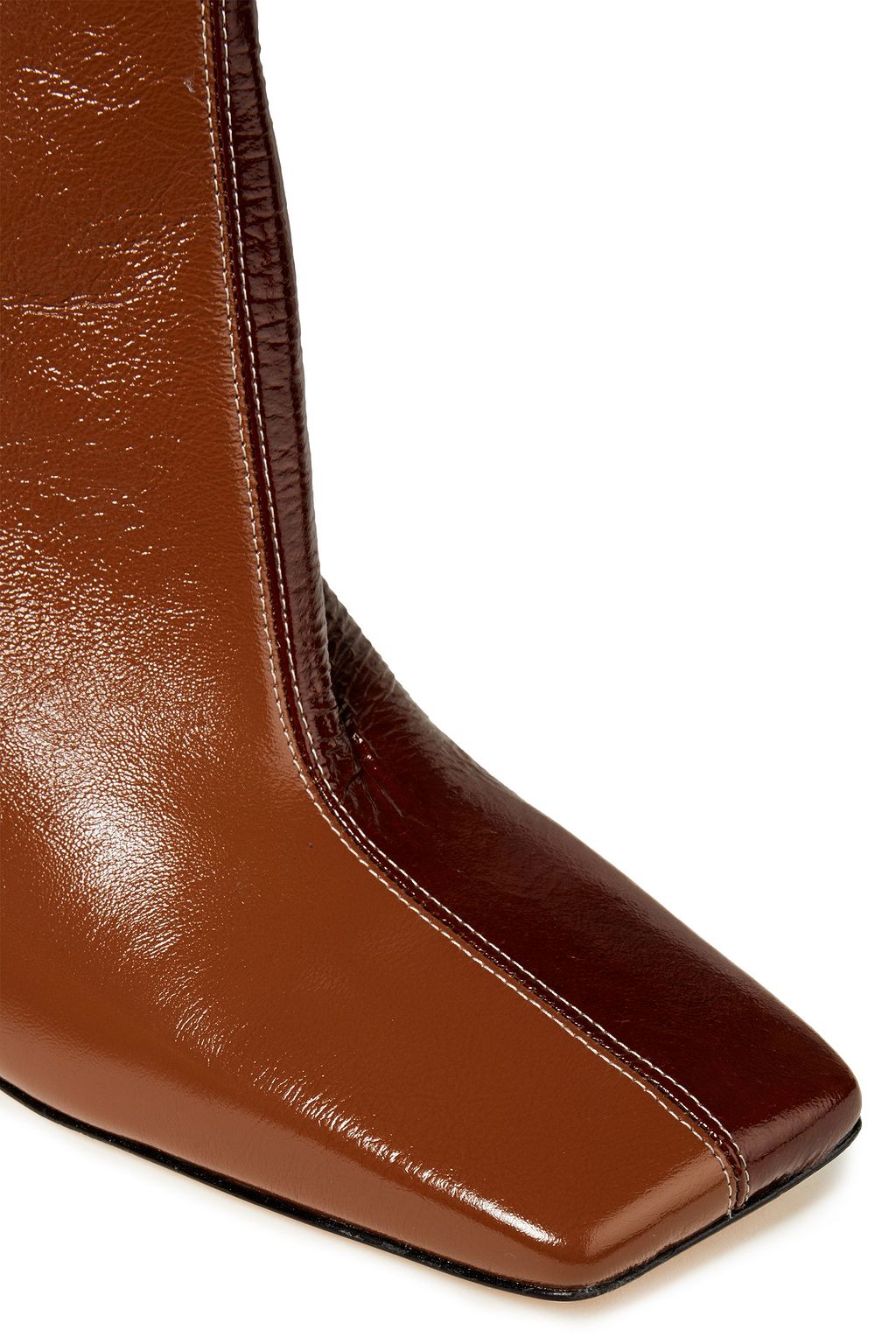 WANDLER Isa color-block crinkled patent-leather knee boots