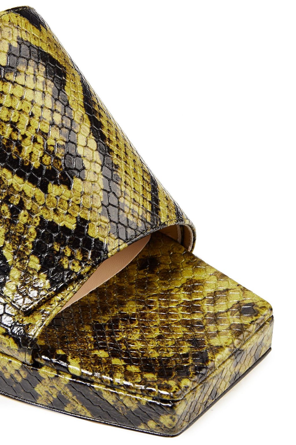 WANDLER Isa snake-effect leather platform mules
