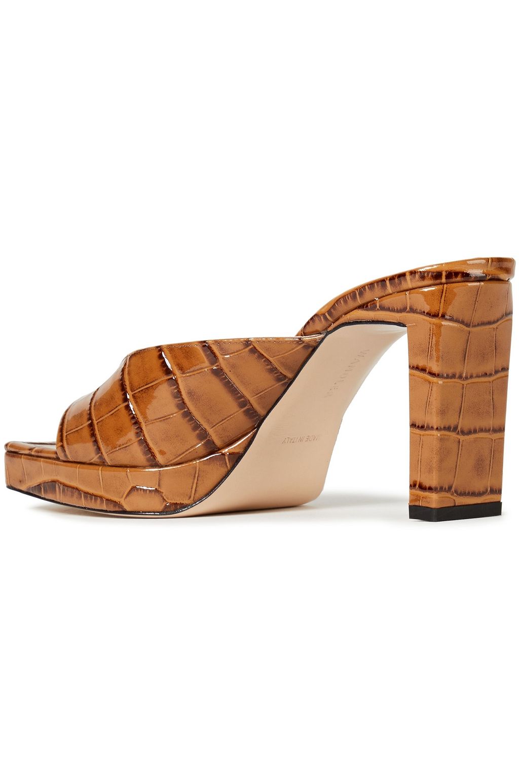 WANDLER Isa glossed croc-effect leather platform mules