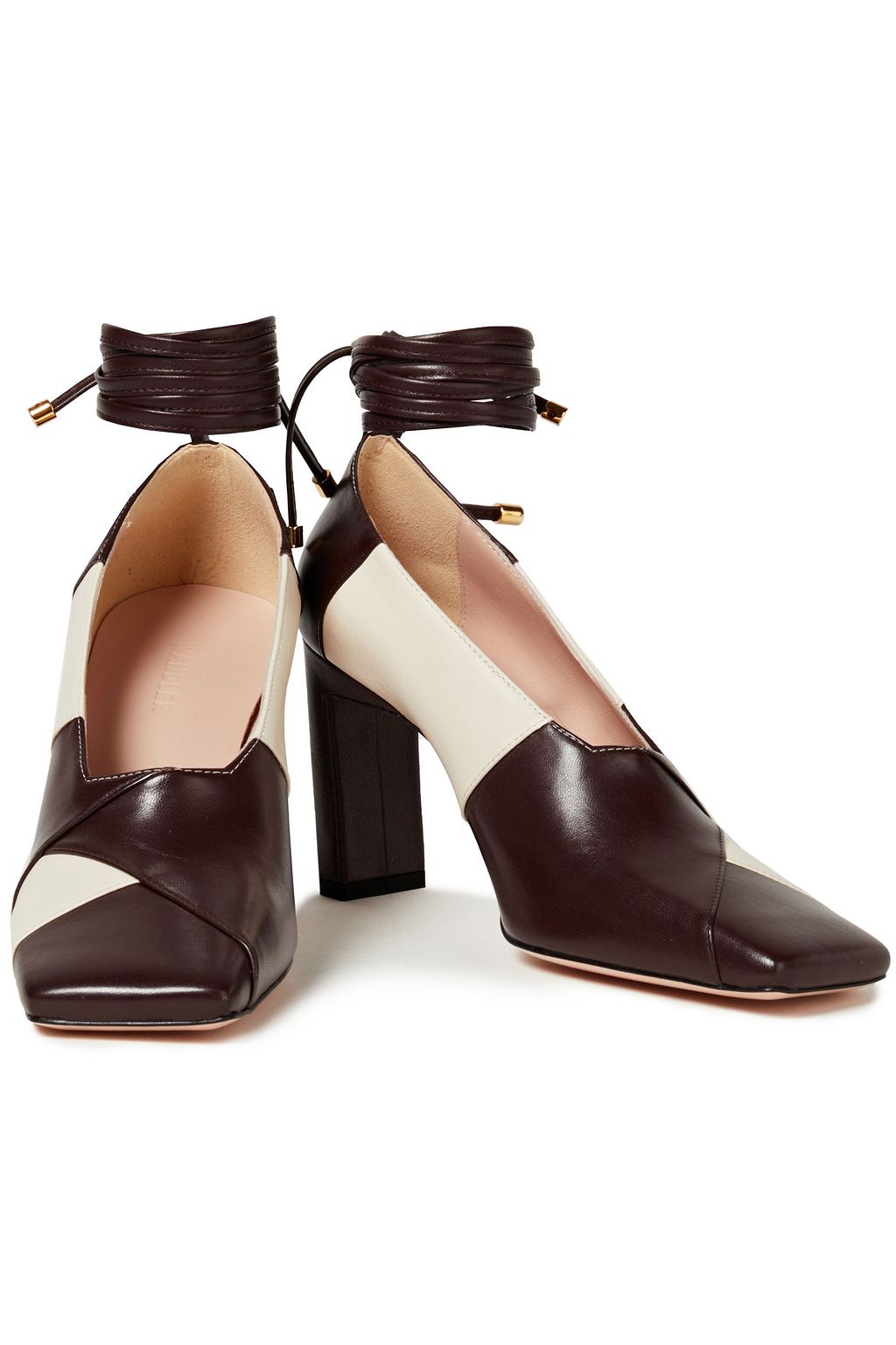 WANDLER Isa lace-up two-tone leather pumps