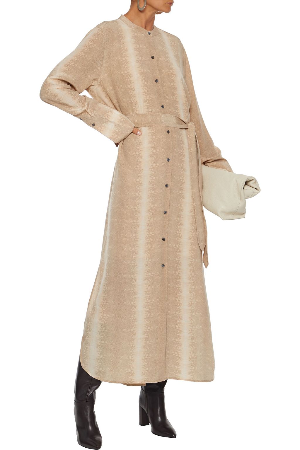 EQUIPMENT Connell belted snake-print silk crepe de chine maxi shirt dress