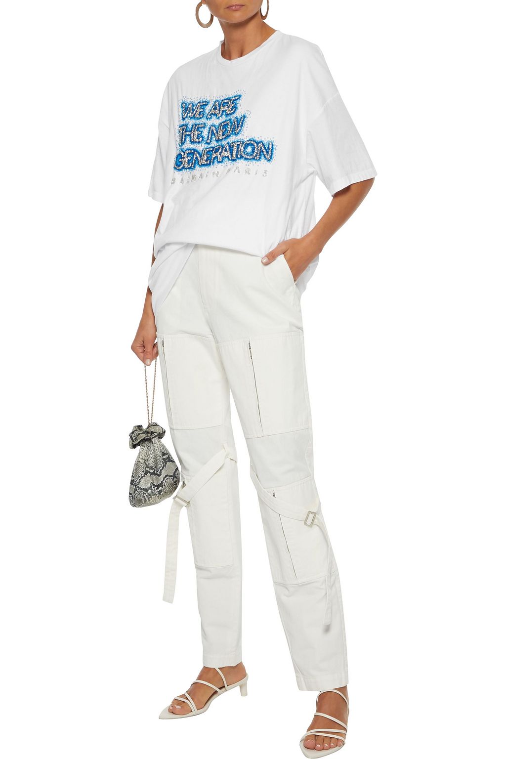 BALMAIN Embellished cotton-jersey T-shirt