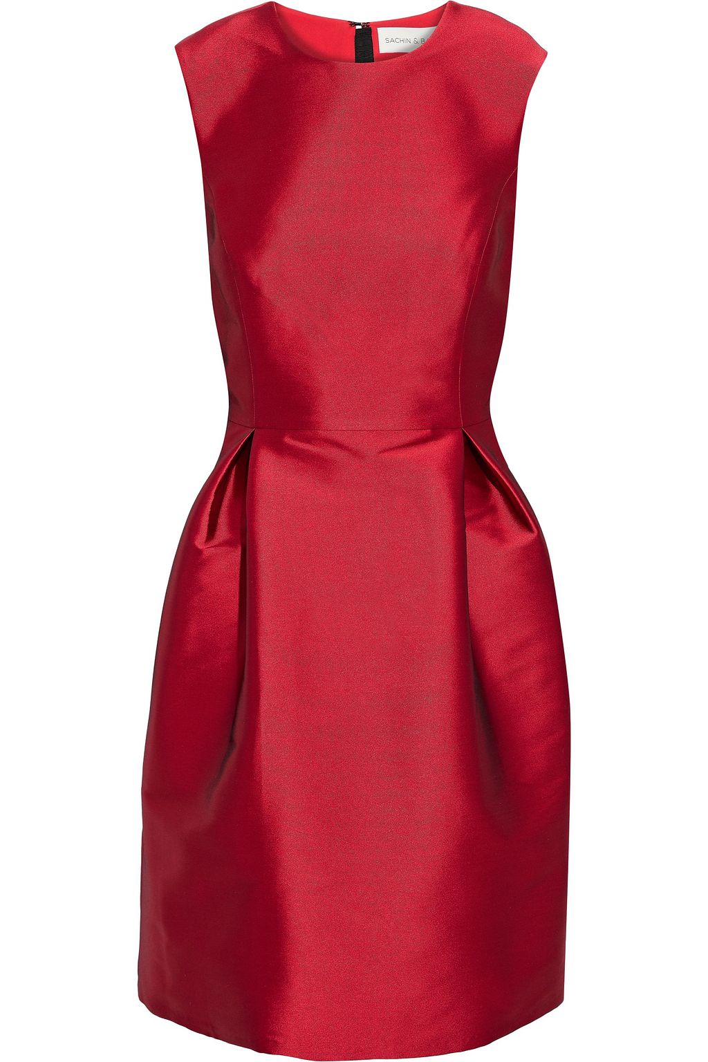 red pleated mini dress