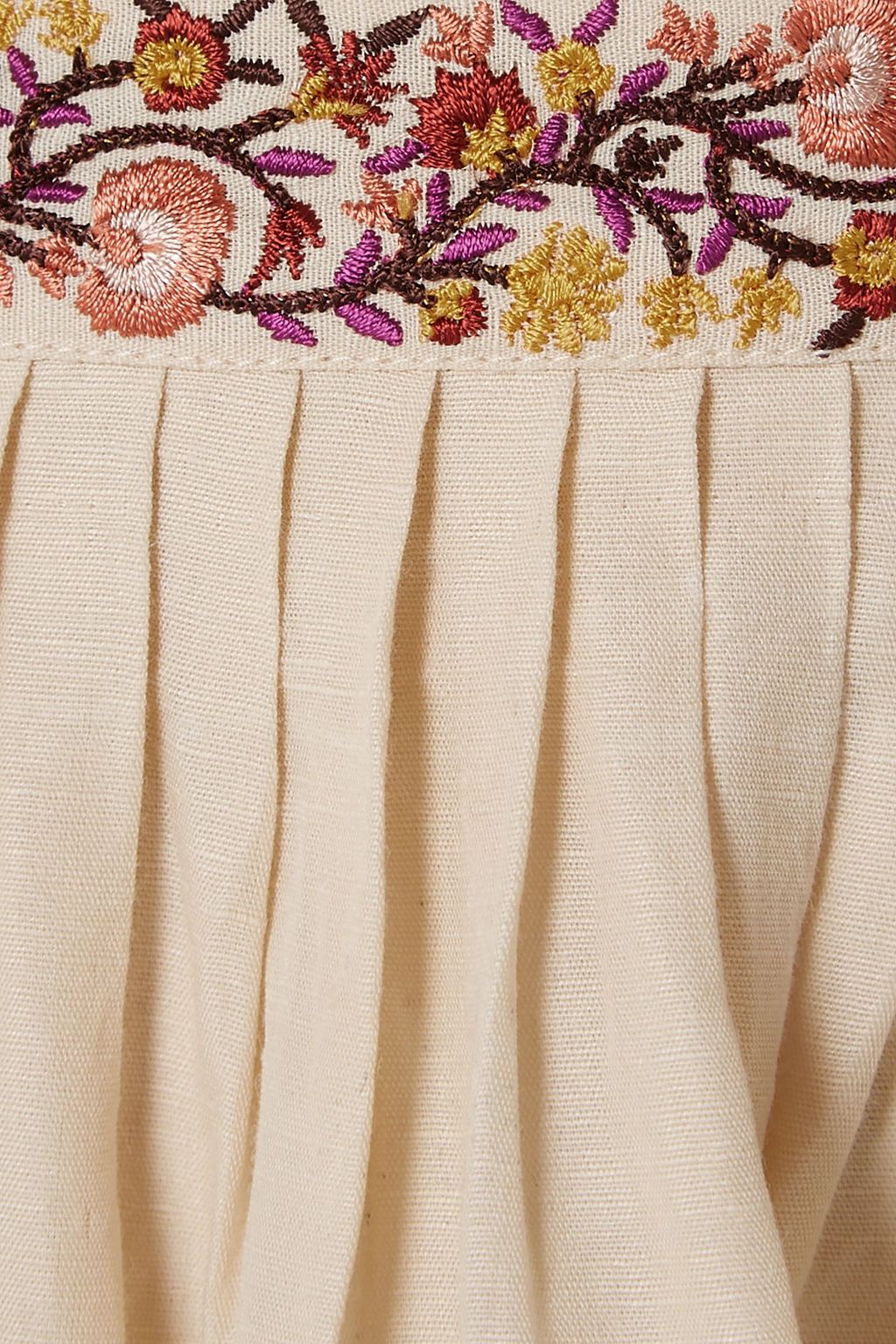 ULLA JOHNSON Yana embroidered linen and cotton-blend midi skirt