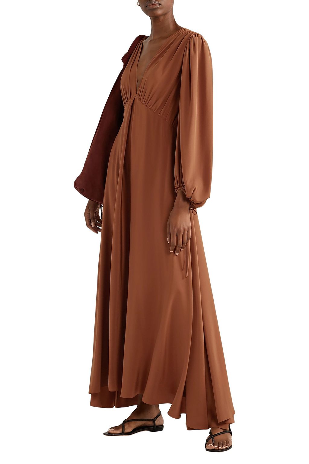 THE ROW Sante gathered silk crepe de chine maxi dress