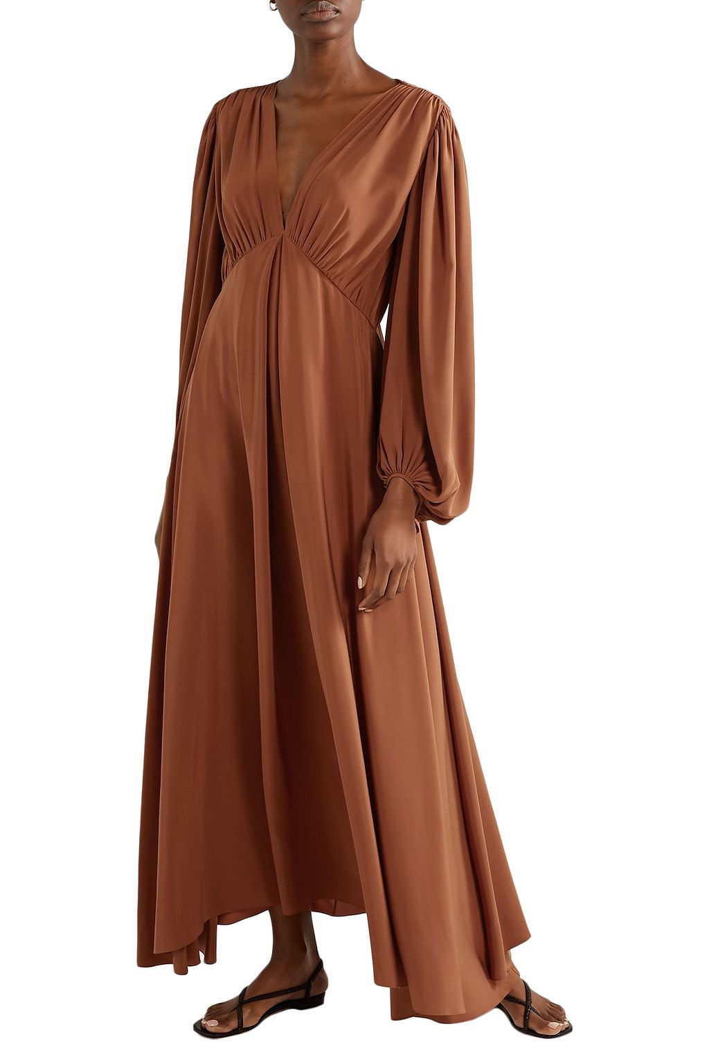 THE ROW Sante gathered silk crepe de chine maxi dress