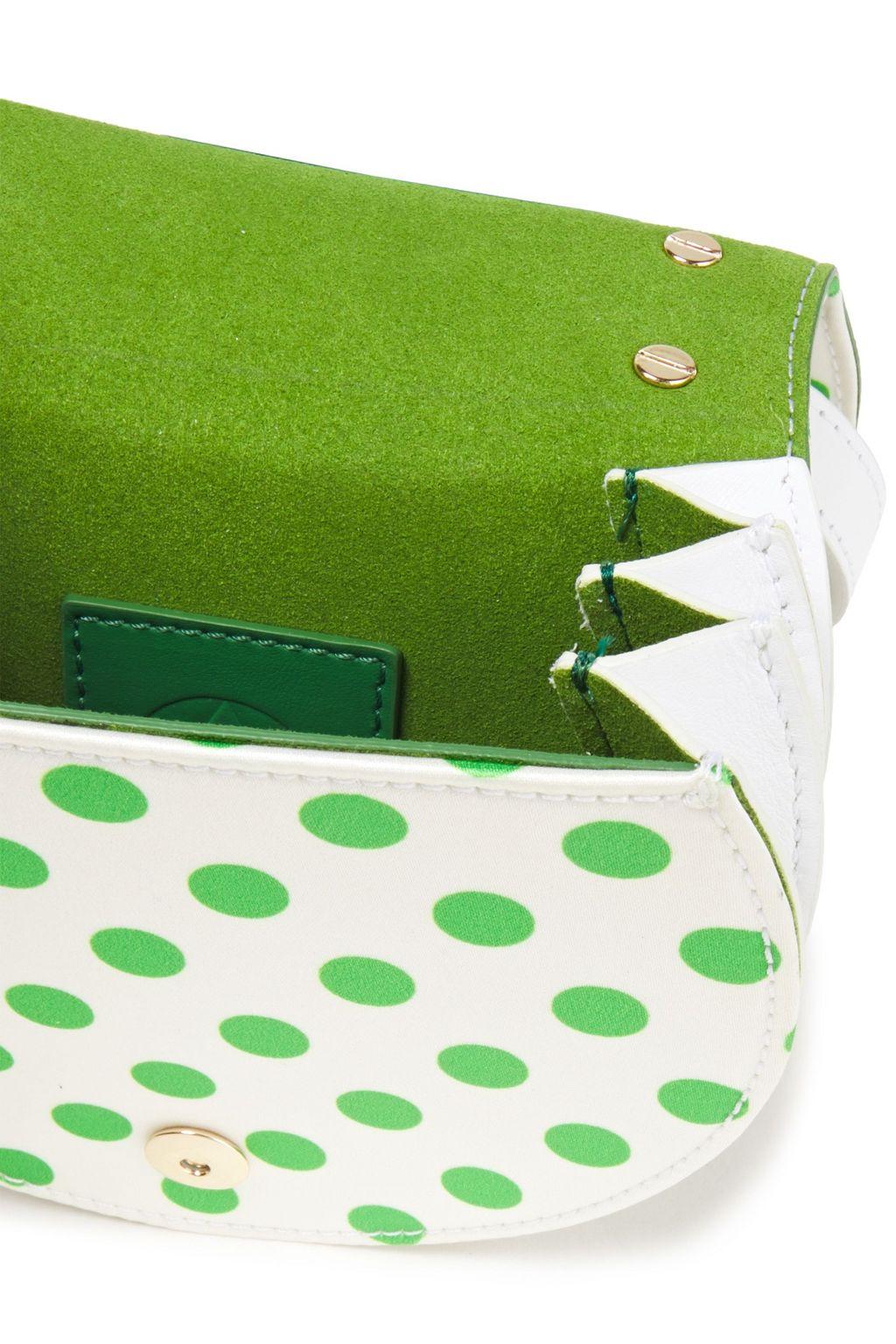 SARA BATTAGLIA Caroline pleated polka-dot satin and leather shoulder bag