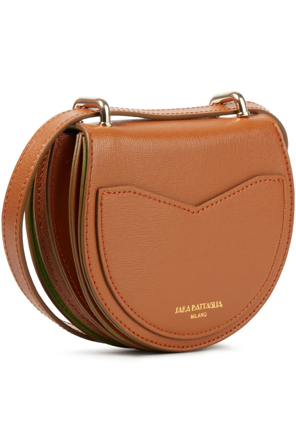 SARA BATTAGLIA Caroline pleated textured-leather shoulder bag