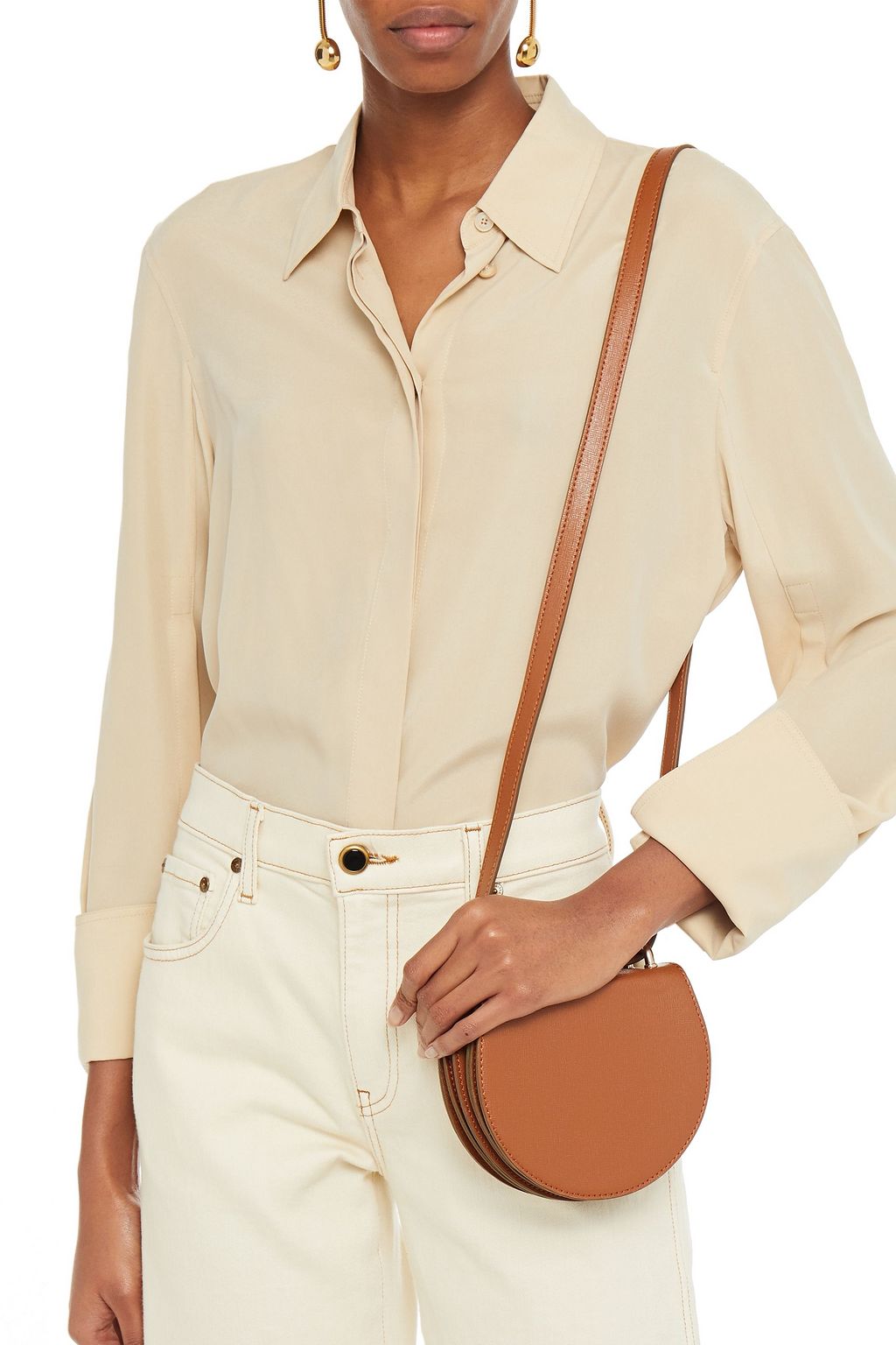 SARA BATTAGLIA Caroline pleated textured-leather shoulder bag