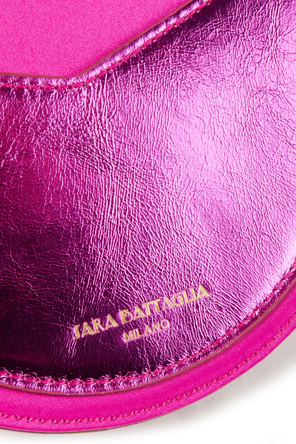 SARA BATTAGLIA Caroline pleated metallic leather and satin shoulder bag