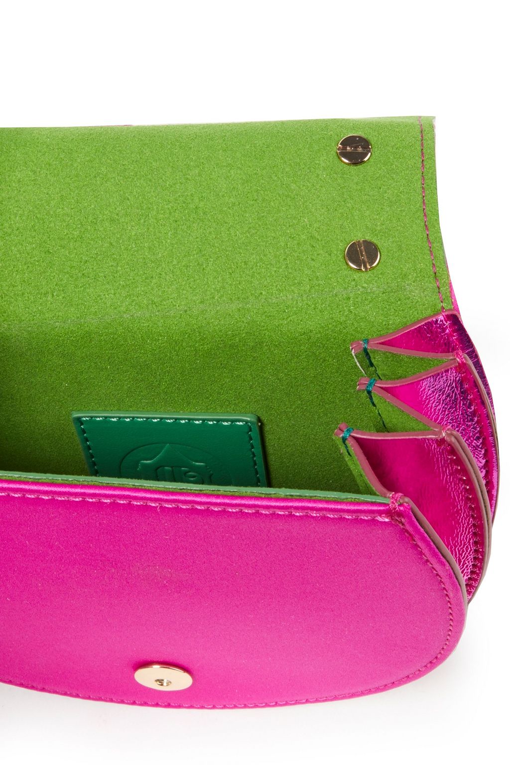 SARA BATTAGLIA Caroline pleated metallic leather and satin shoulder bag