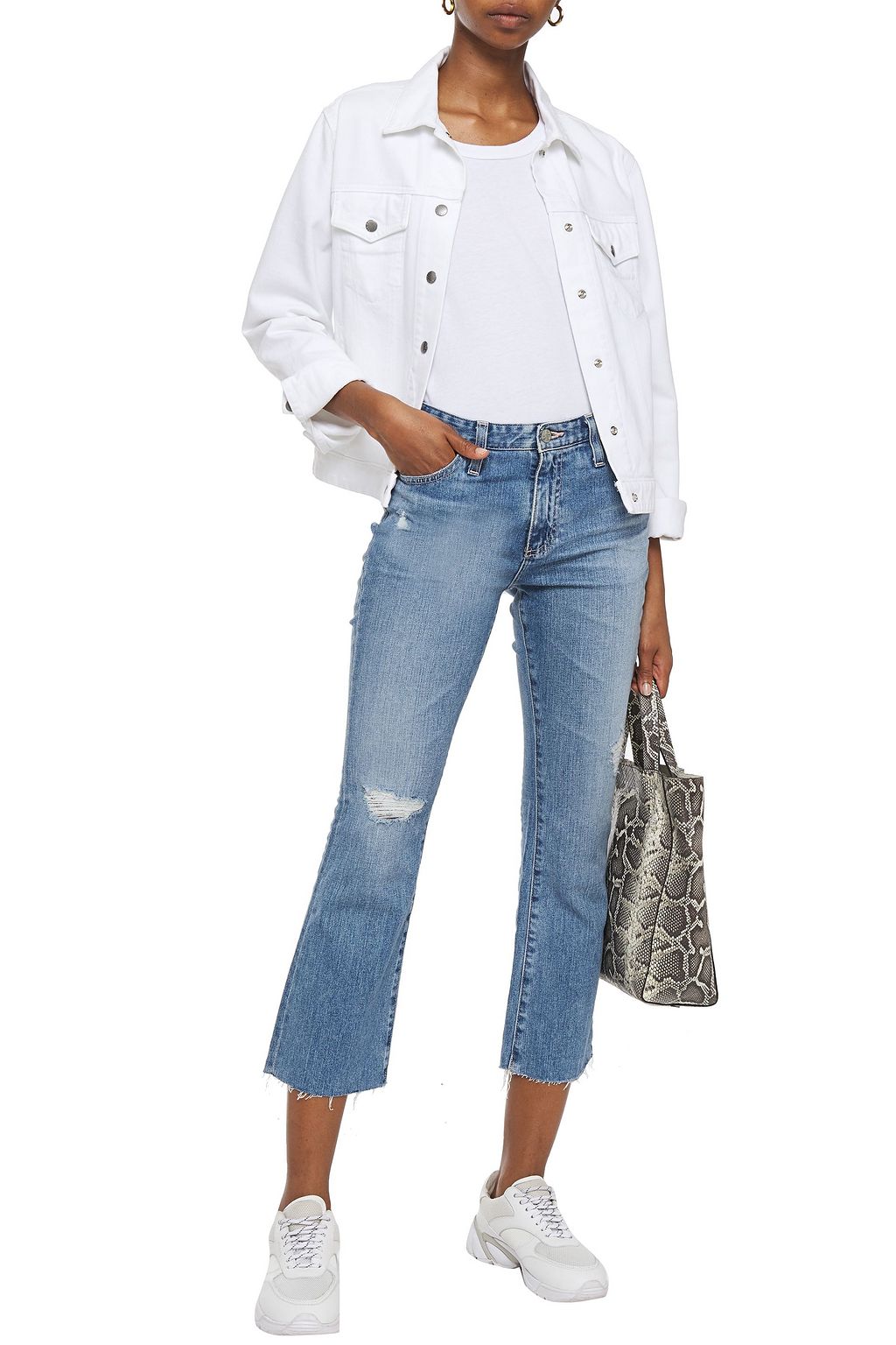 AG JEANS Distressed mid-rise kick-flare jeans