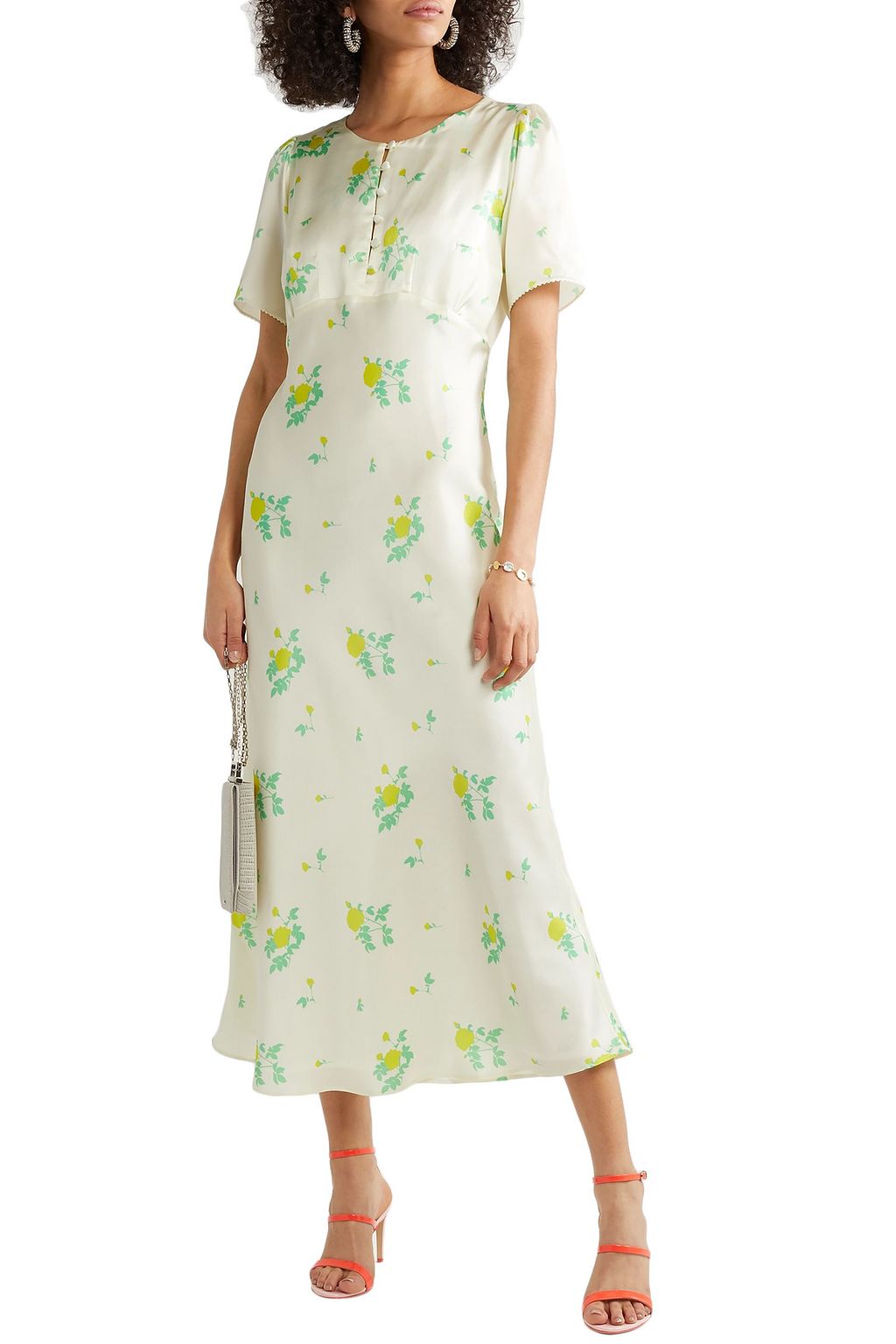 BERNADETTE Florence floral-print silk-satin midi dress