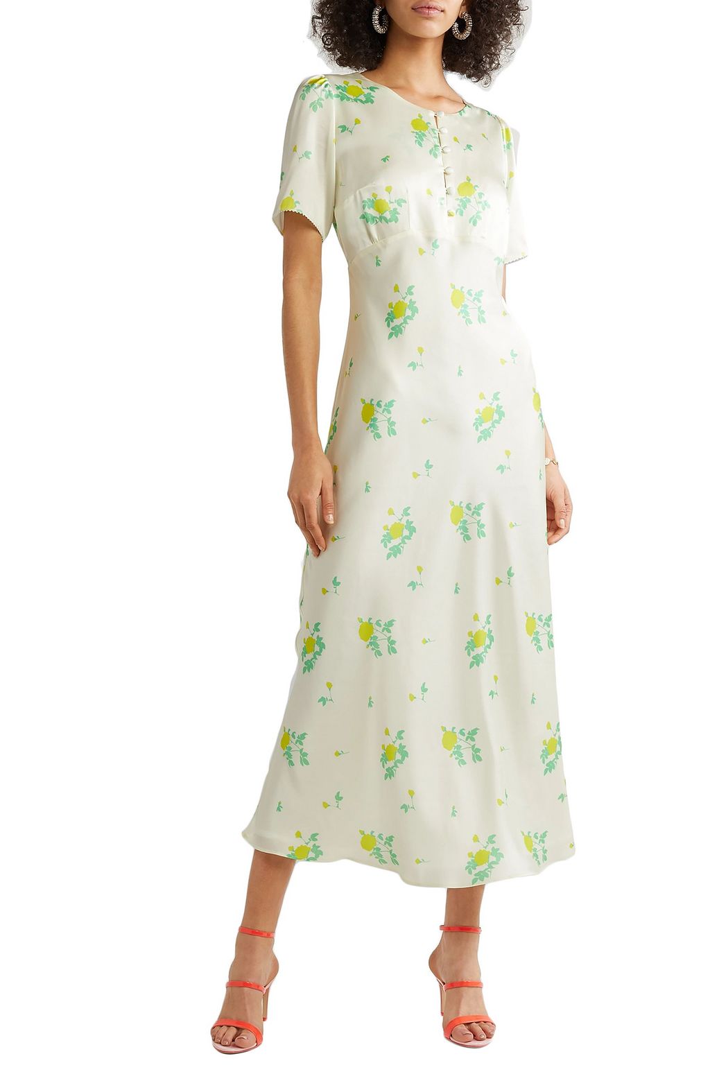 BERNADETTE Florence floral-print silk-satin midi dress