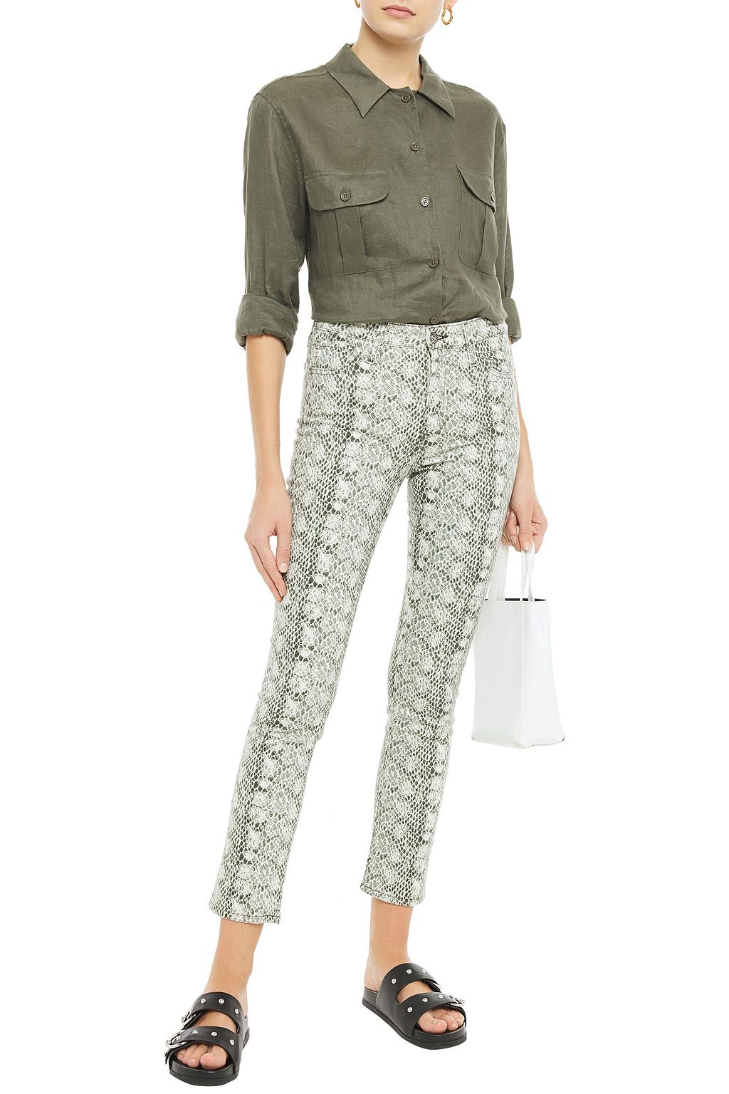 AG JEANS Mari snake-print high-rise straight-leg jeans