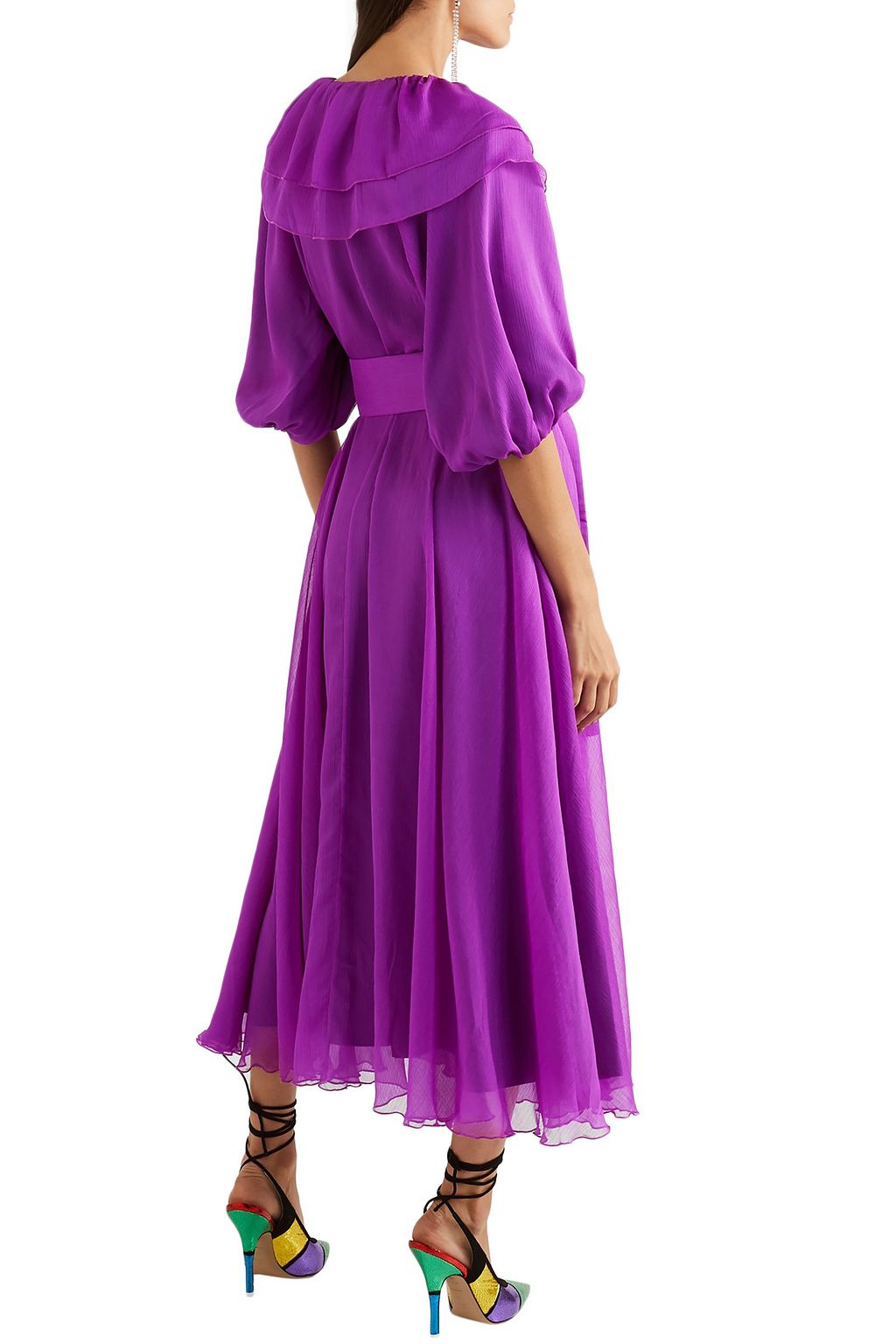 ROTATE BIRGER CHRISTENSEN Belted ruffled georgette midi dress