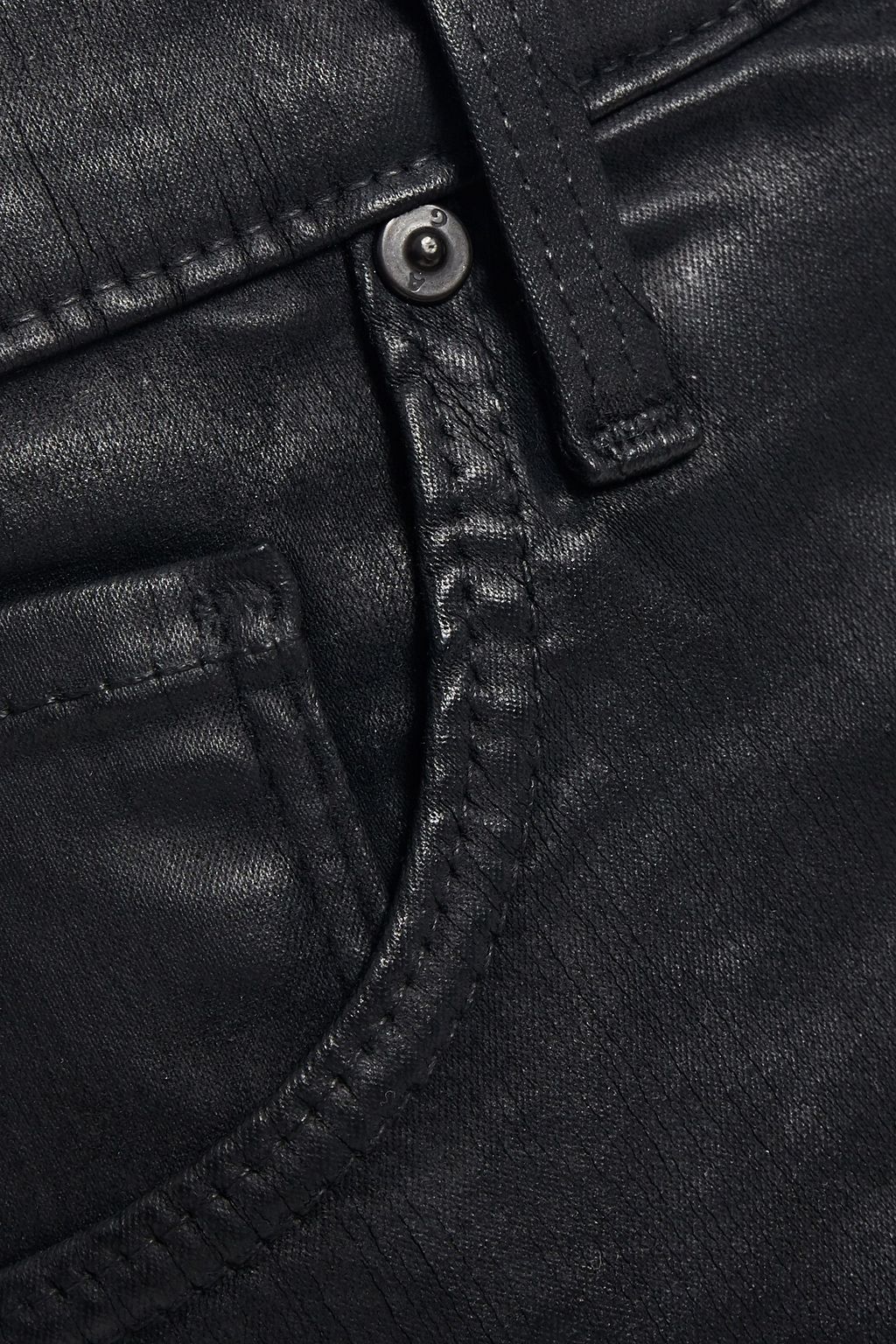 AG JEANS Cropped coated cotton-blend skinny jeans