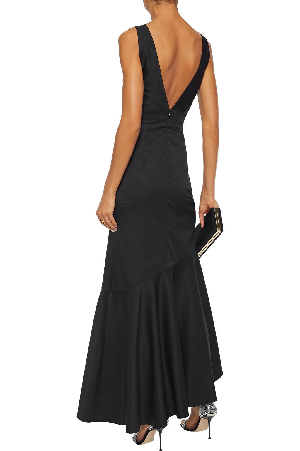 SACHIN & BABI Asymmetric fluted faille gown