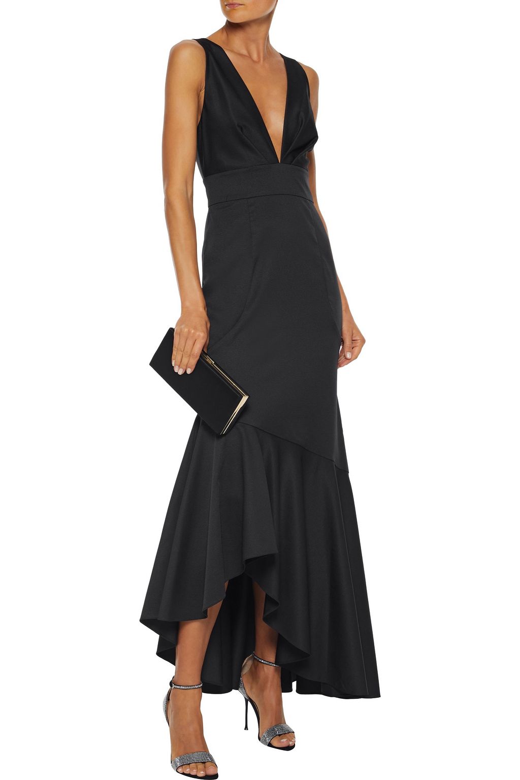 SACHIN & BABI Asymmetric fluted faille gown