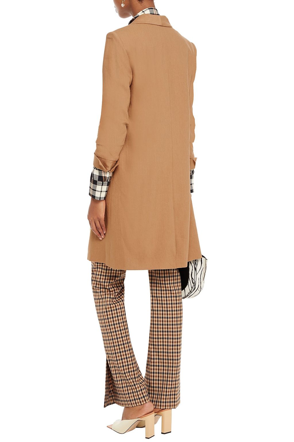 ALICE + OLIVIA Muriel ruched linen-blend coat