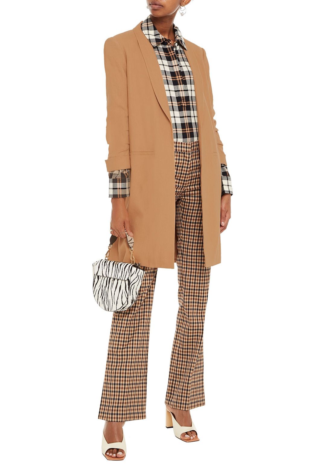 ALICE + OLIVIA Muriel ruched linen-blend coat