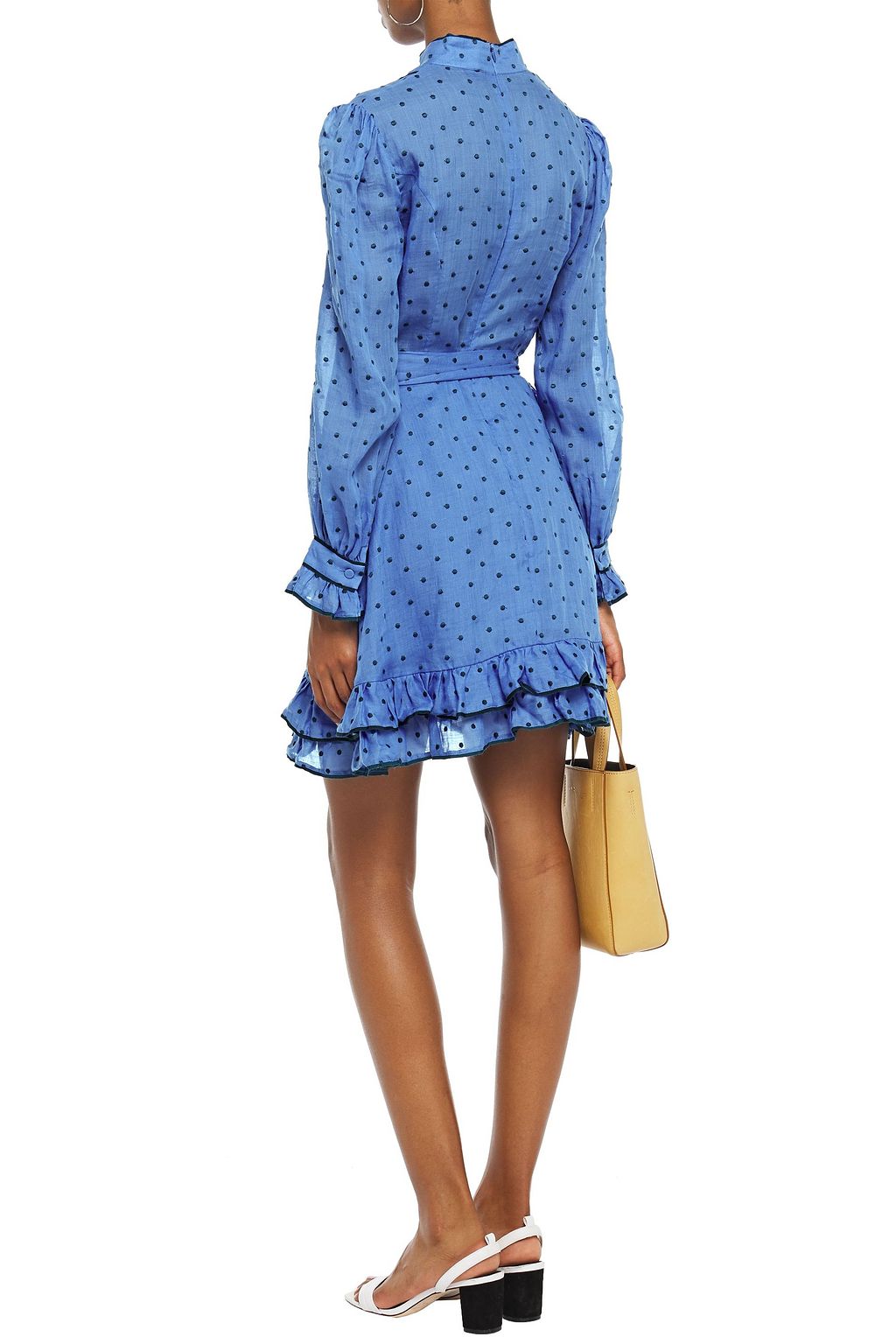 ZIMMERMANN Moncur ruffled Swiss-dot ramie mini dress
