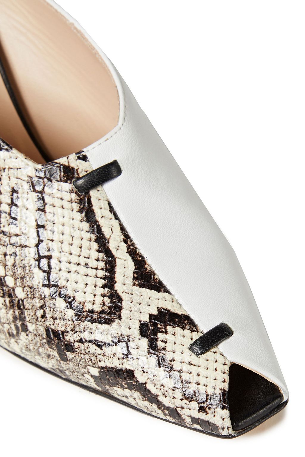 WANDLER Isa smooth and snake-effect leather mules