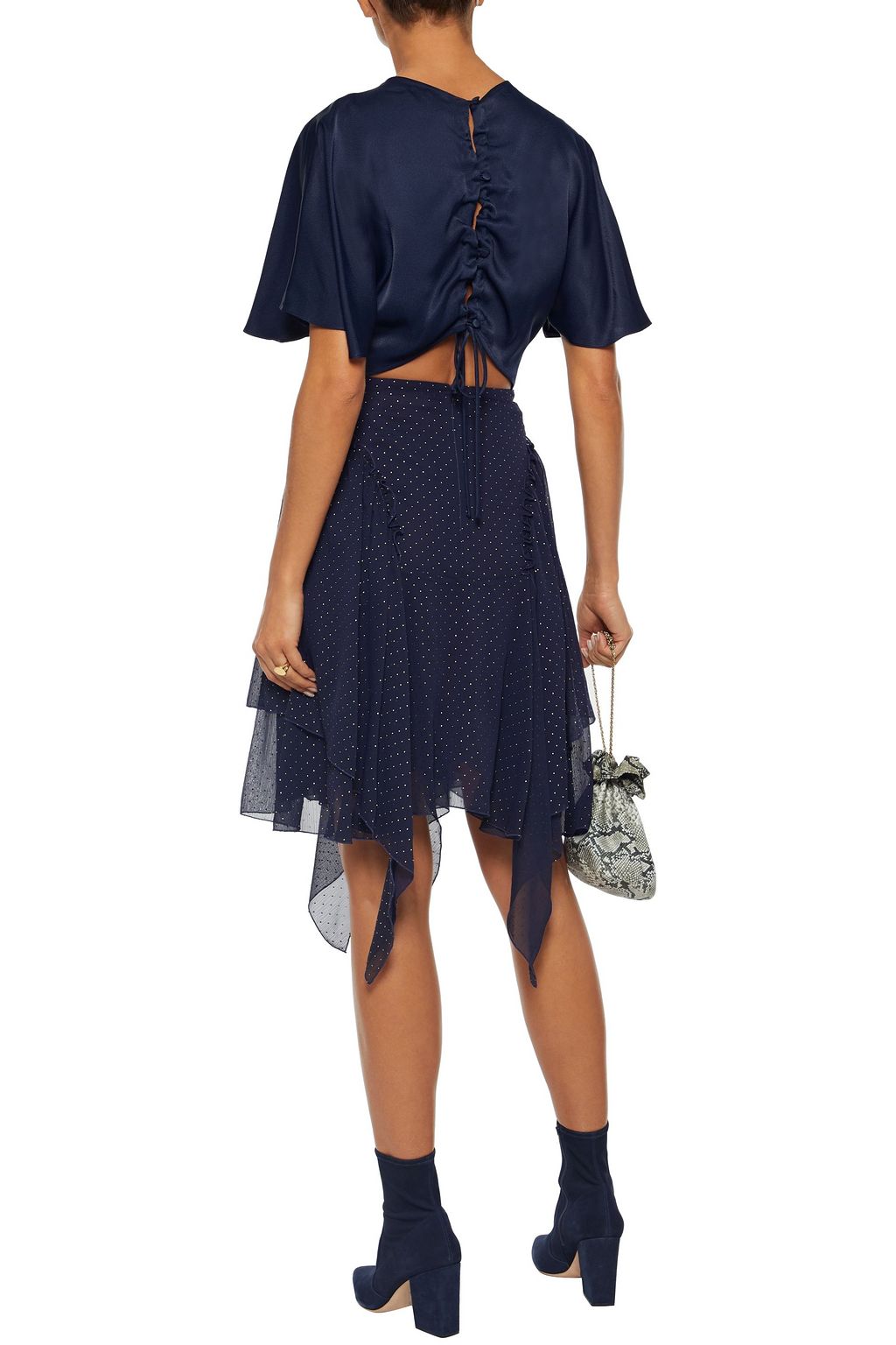 SEE BY CHLOÉ Asymmetric metallic polka-dot crinkled-chiffon mini skirt