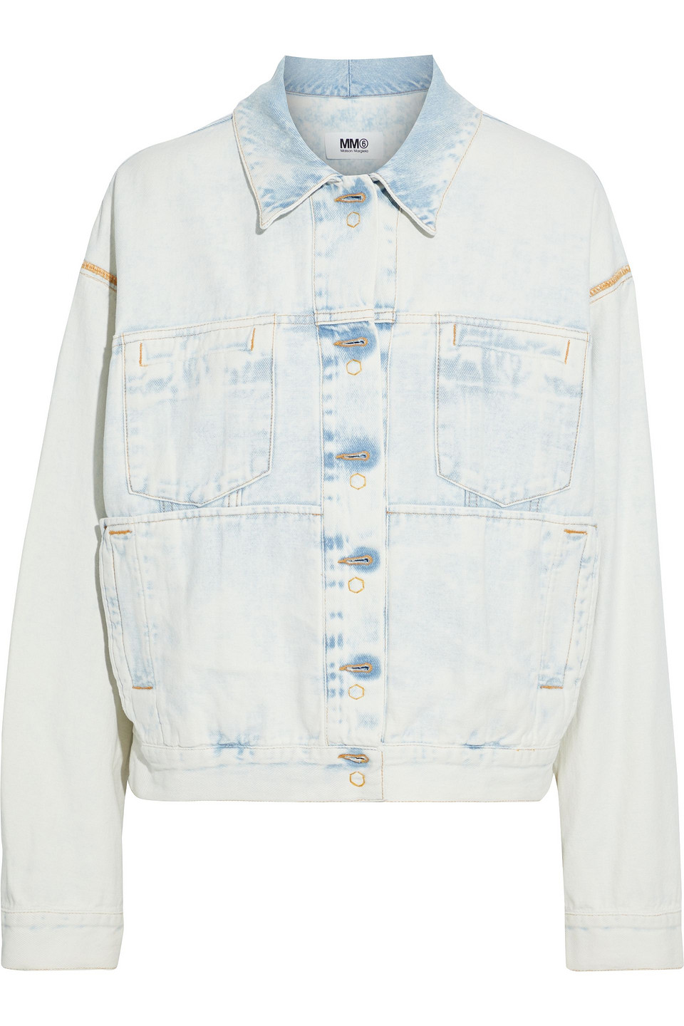 Mm6 Maison Margiela Woman Oversized Reversible Bleached Denim Jacket Light Denim Size 38