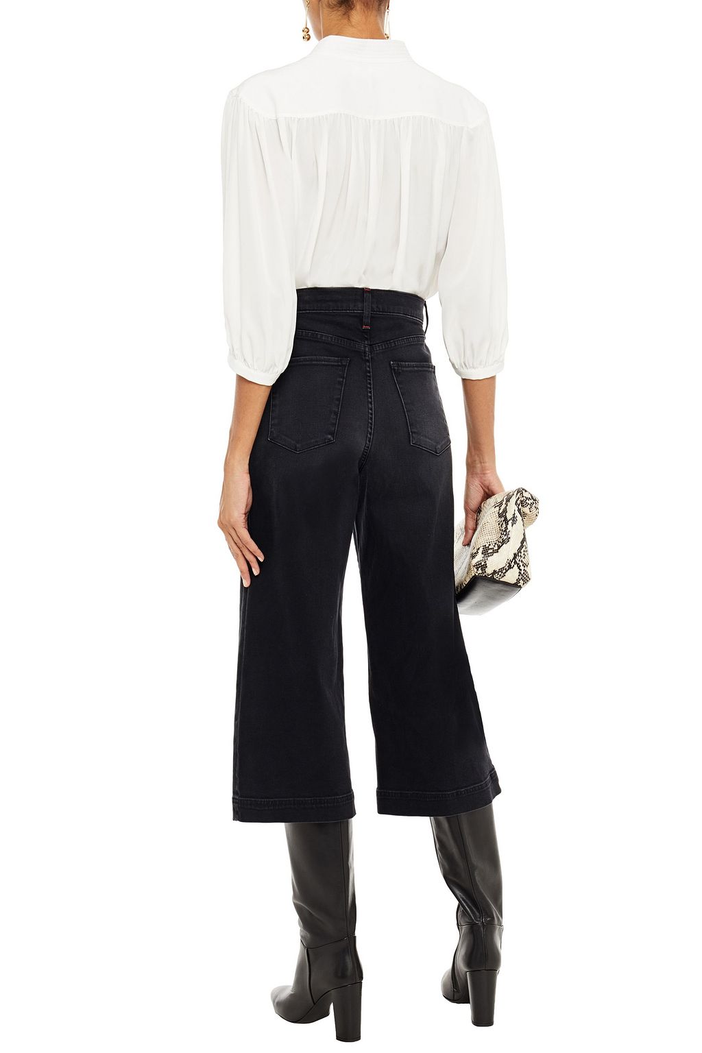 ALICE + OLIVIA Cropped high-rise wide-leg jeans