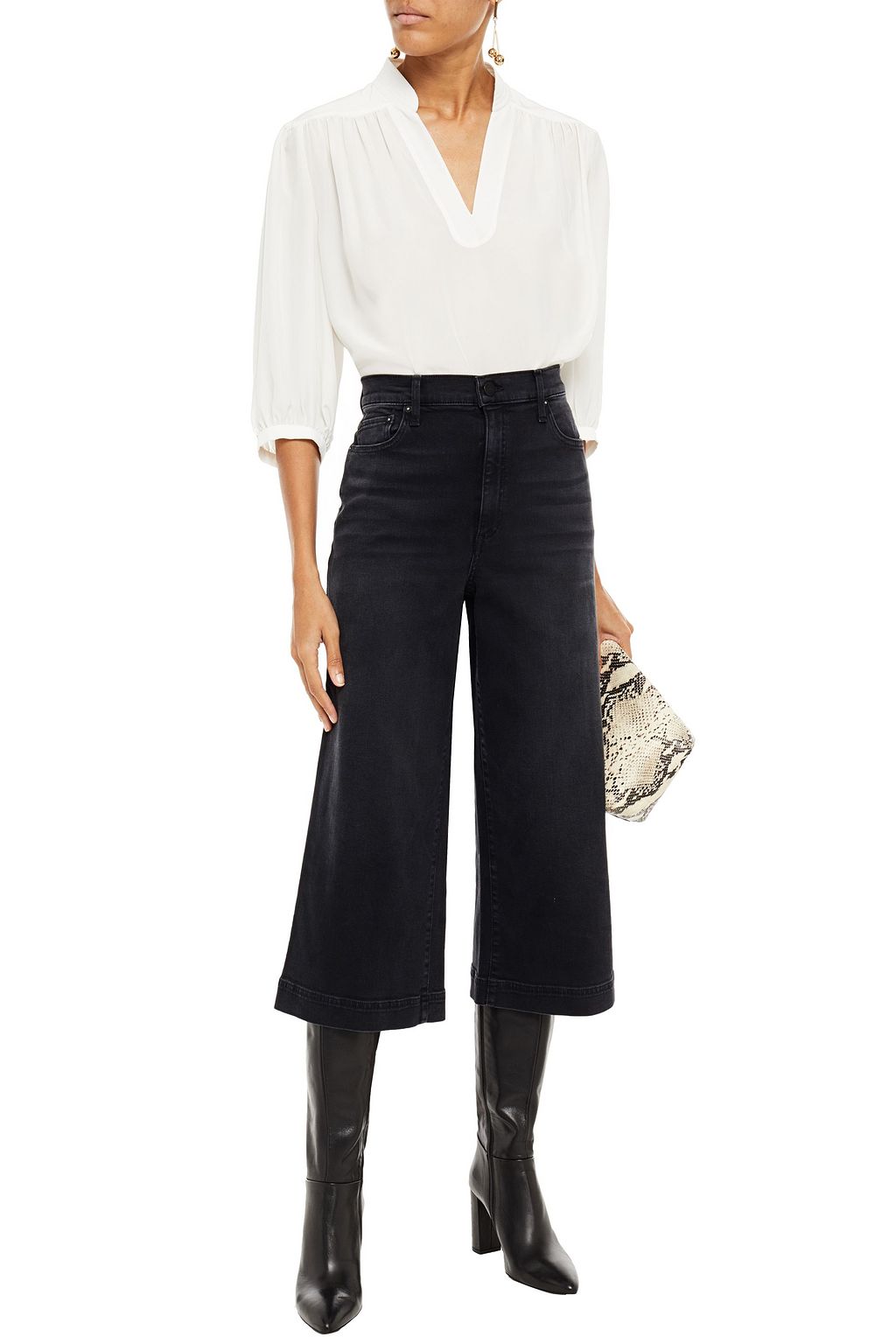 ALICE + OLIVIA Cropped high-rise wide-leg jeans