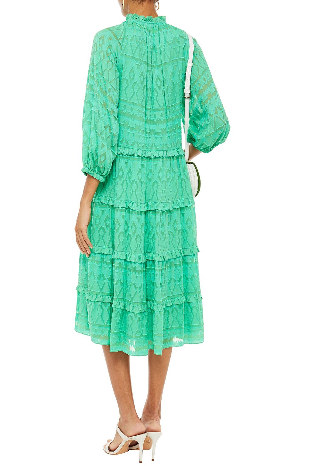 ALICE + OLIVIA Layla tiered fil coupé silk and cotton-blend midi dress