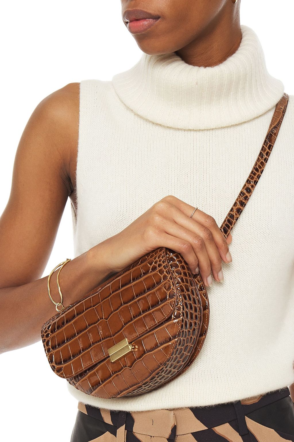 WANDLER Annabel large convertible croc-effect leather bet bag