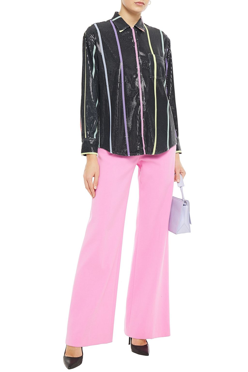 OLIVIA RUBIN Iris sequined printed georgette shirt
