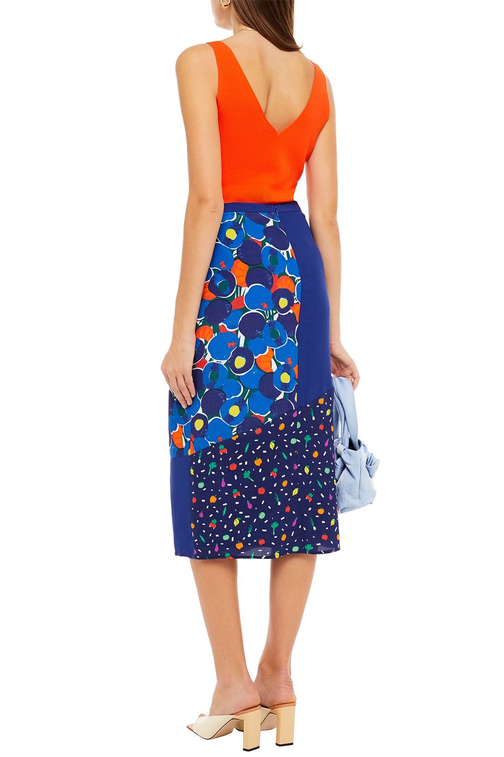 STAUD Printed voile midi skirt