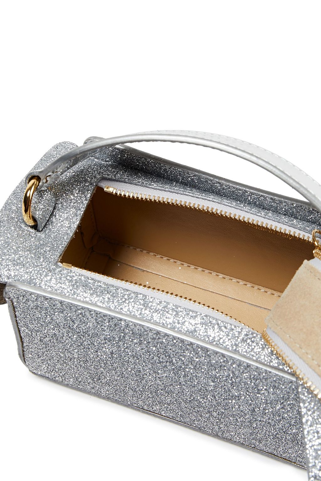 WANDLER Yara Box glittered faux leather tote