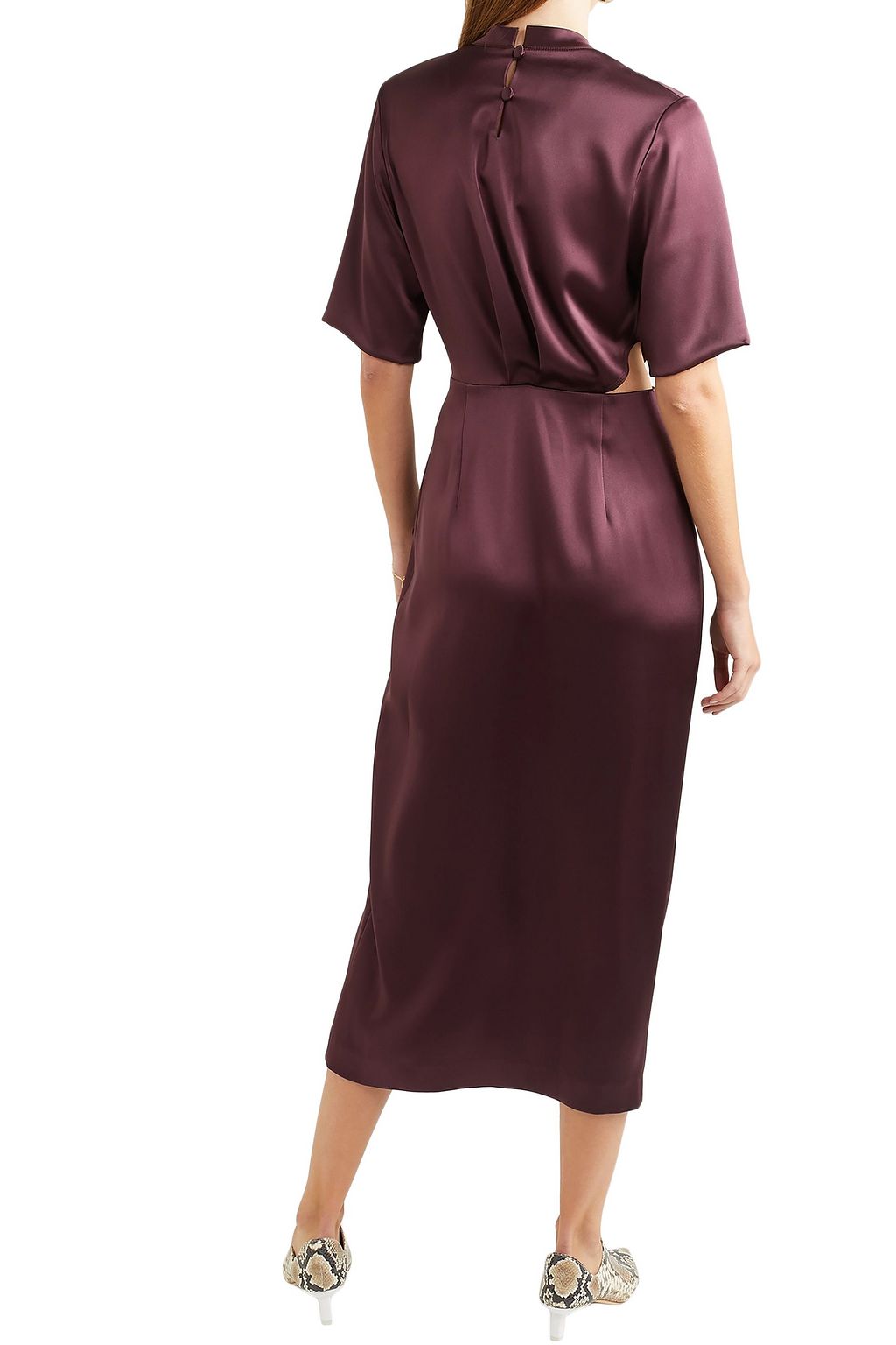 NANUSHKA Saffron cutout satin midi dress