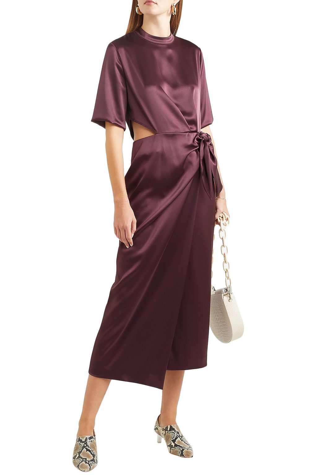 NANUSHKA Saffron cutout satin midi dress