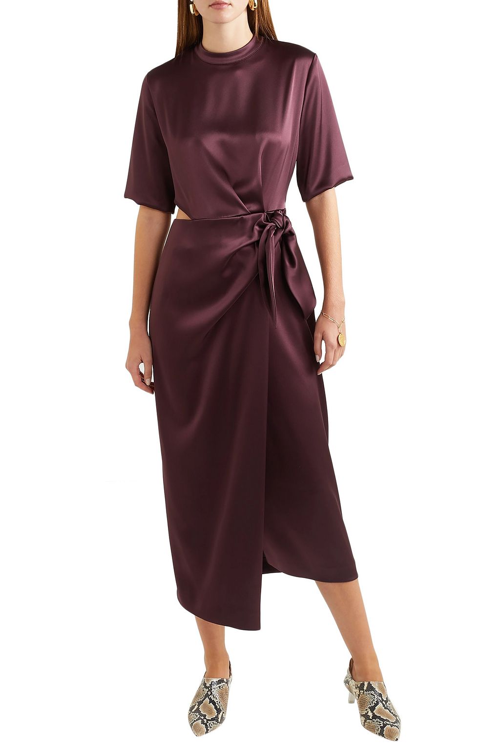 NANUSHKA Saffron cutout satin midi dress