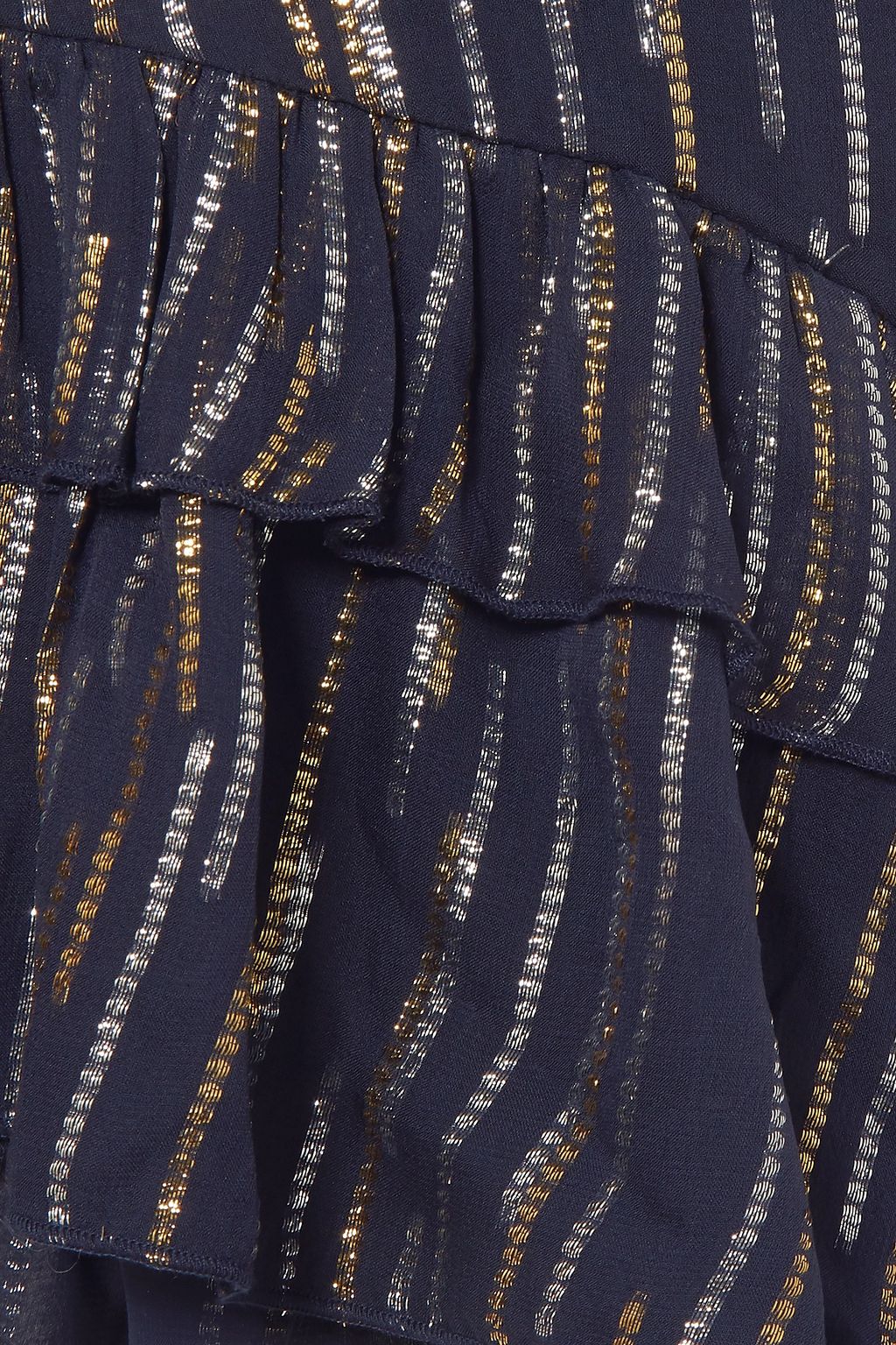 SALONI Felicia ruffled striped silk and Lurex-blend dress
