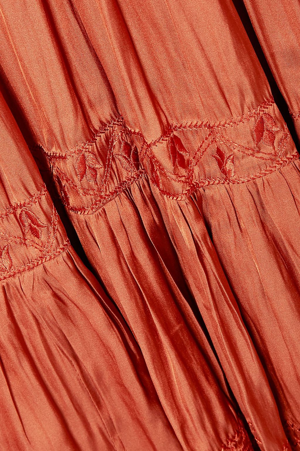 ULLA JOHNSON Angelica shirred embroidered satin mini dress