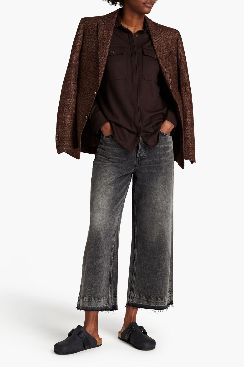 RAG & BONE Maya hoch sitzende Cropped Jeans mit weitem Bein in ausgewaschener Optik