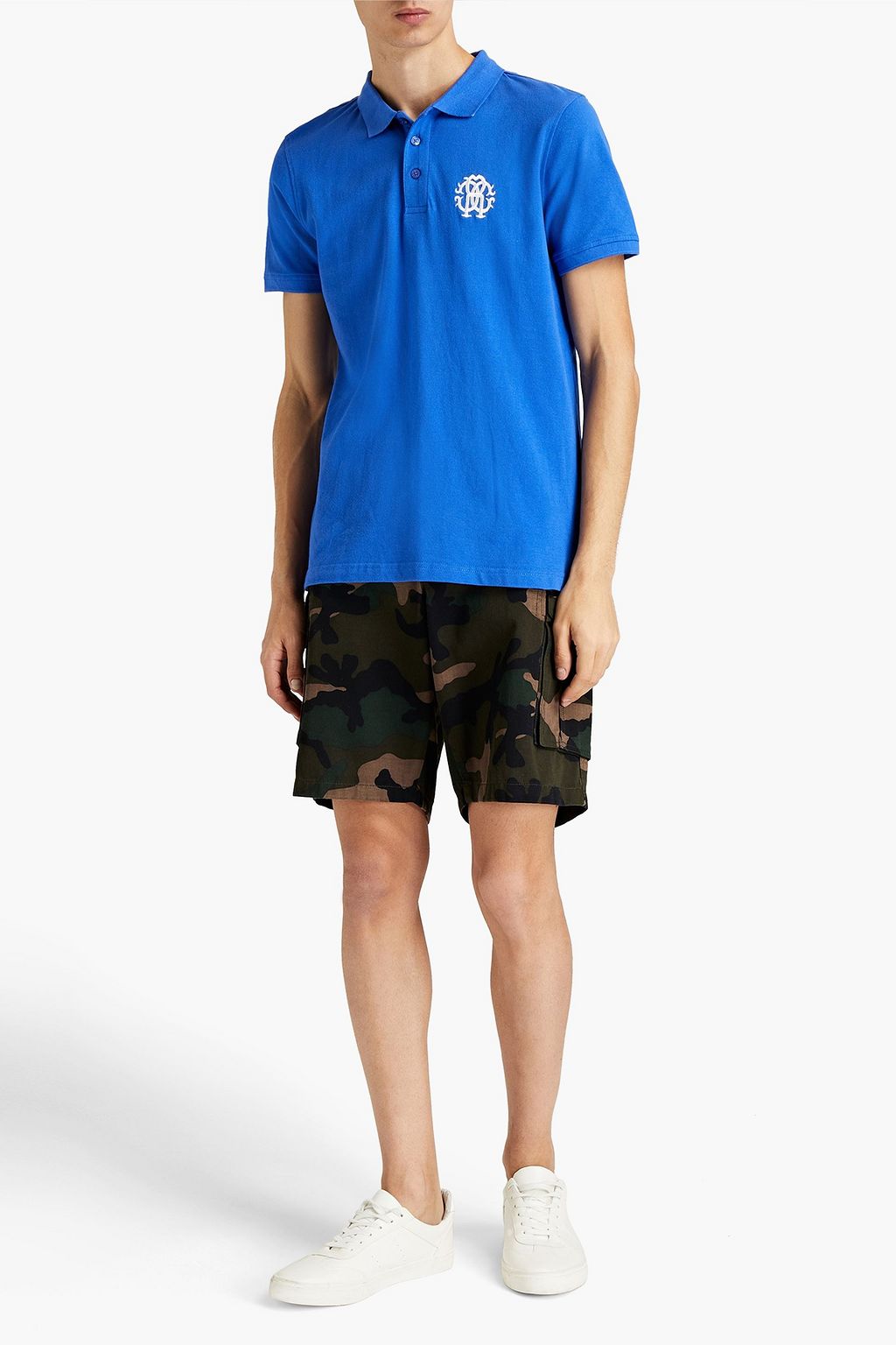 ROBERTO CAVALLI Logo-embroidered cotton-piqué polo shirt