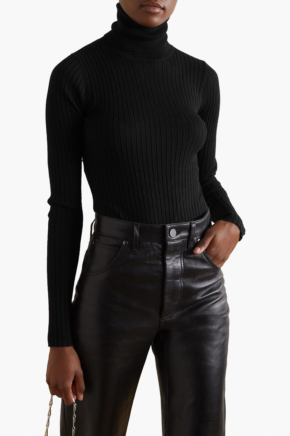 Dodo Bar Or Lewis Crystal-embellished Cutout Ribbed-knit Bodysuit In Black