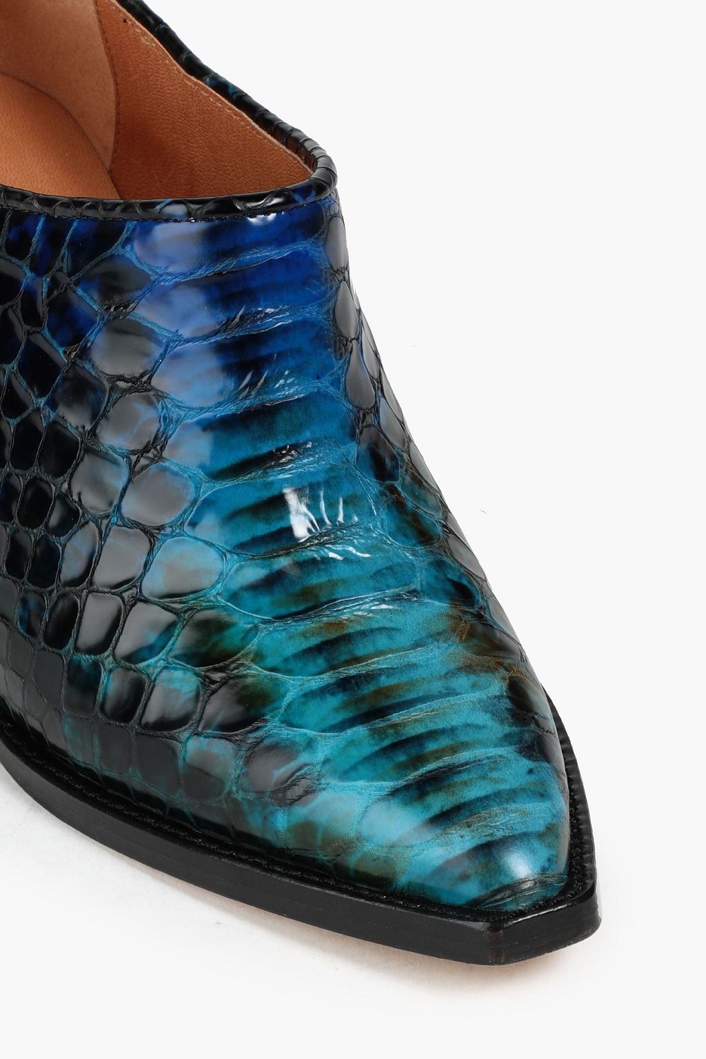 GANNI Croc-effect leather ankle boots